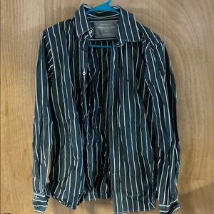 Dark Grey striped button up dress shirt